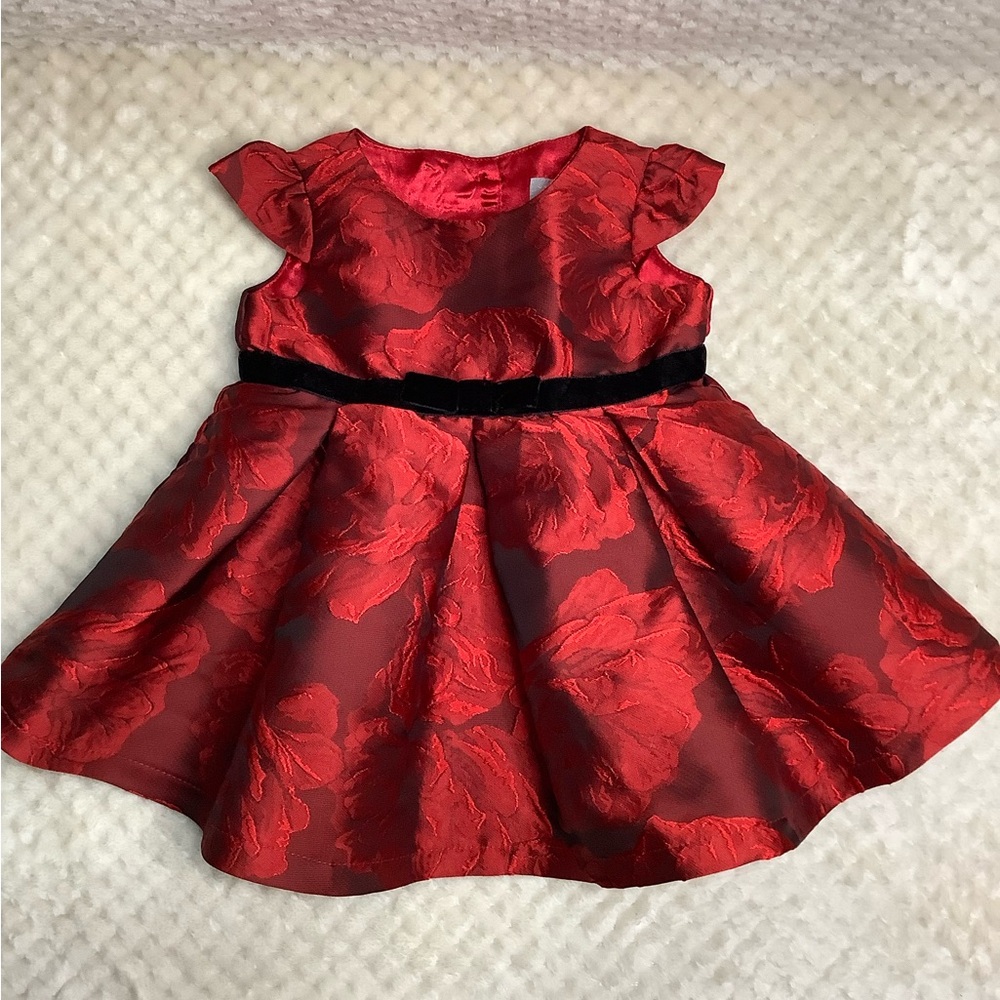 The Childrens Place Red Floral Formal Dress Size 0 to 3M Holiday/ Birthday ready
